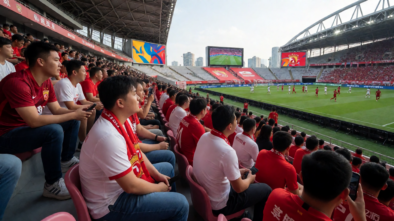 中超联赛上海上港主场对阵广州恒大的比赛现场